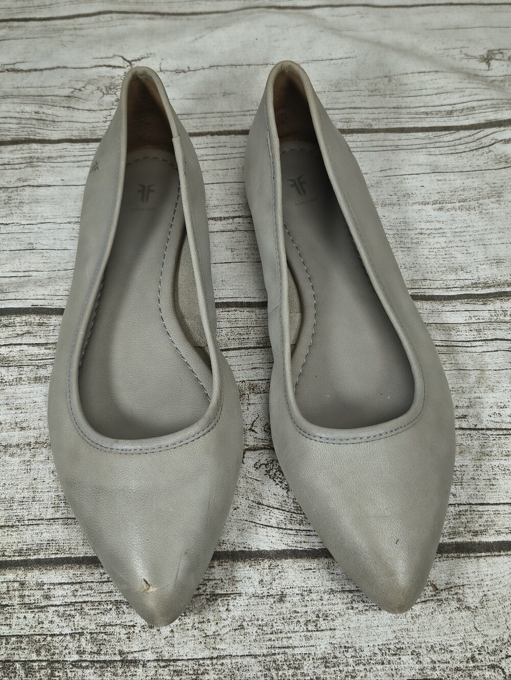 Frye Grey Soft Leather Ballet Flats Women Size 10